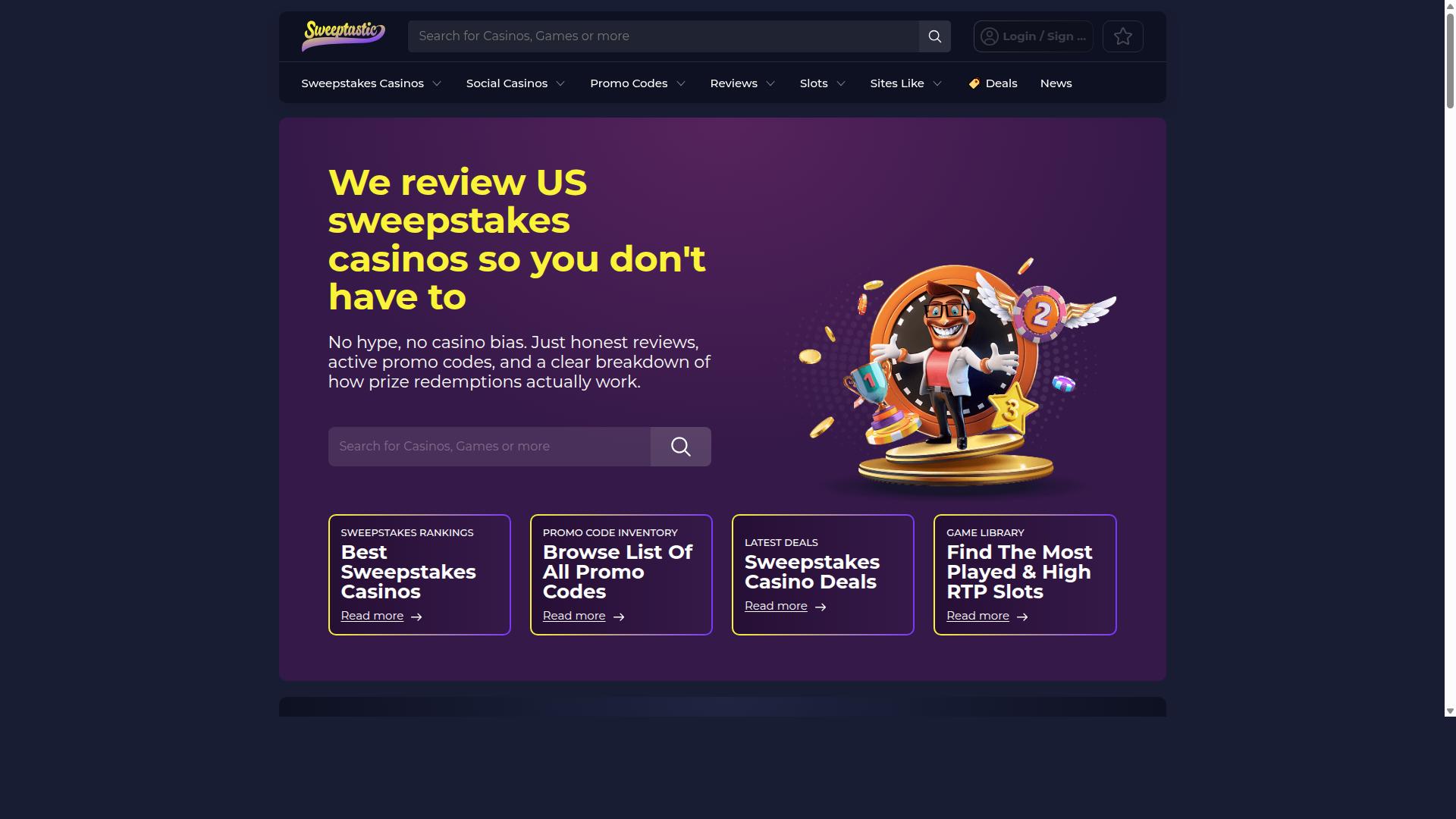 Sweeptastic website