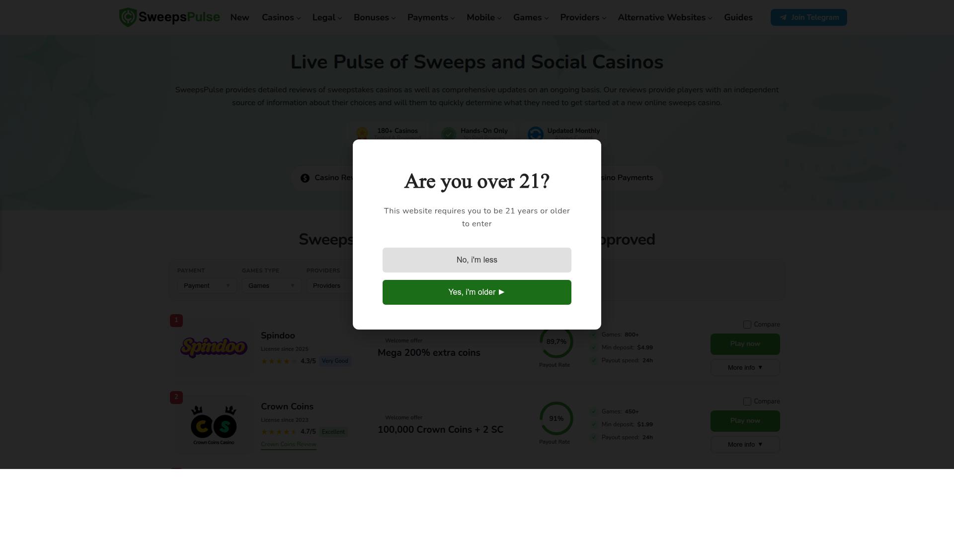 SweepsPulse website