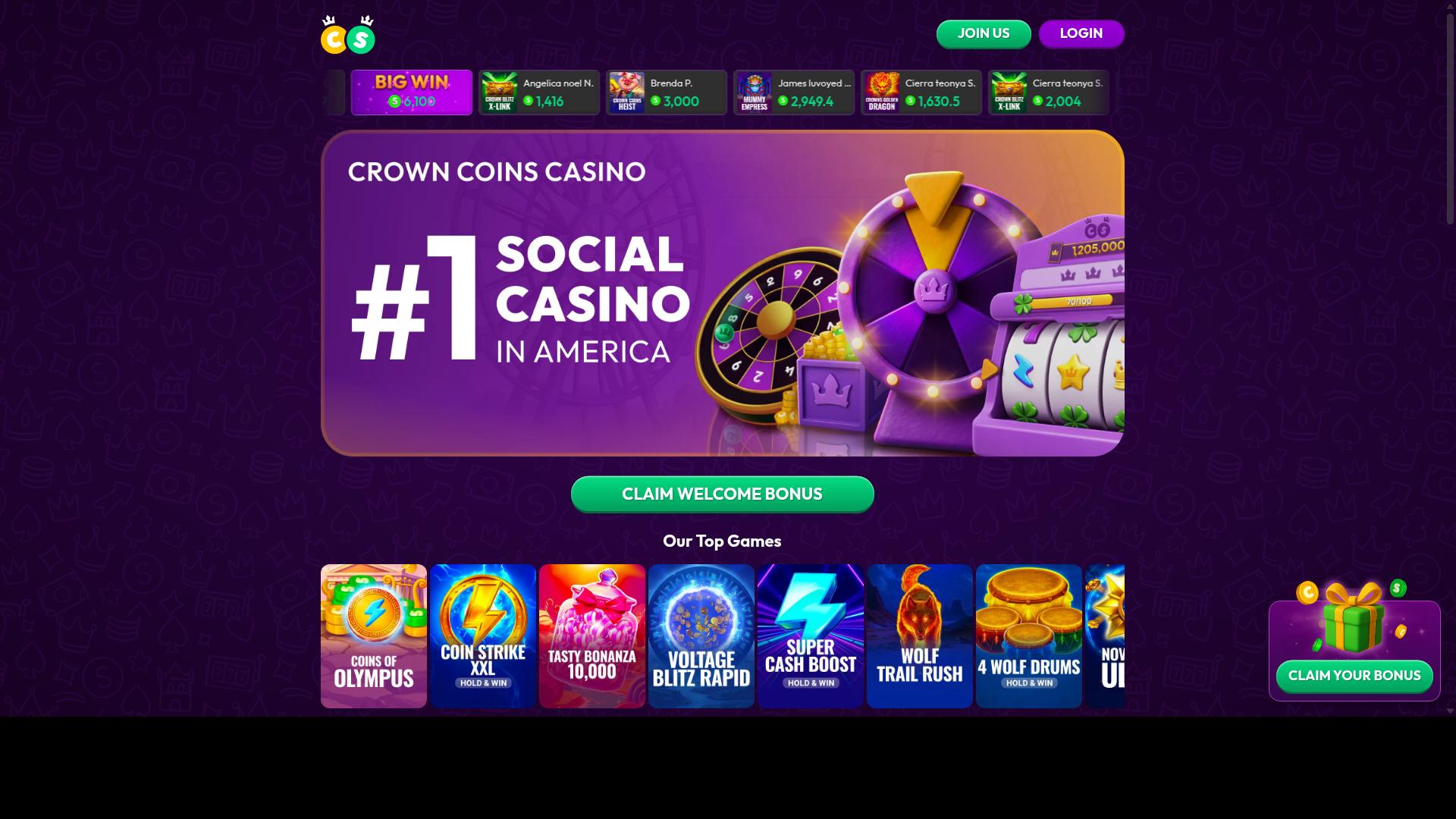 Crown Coins Casino website