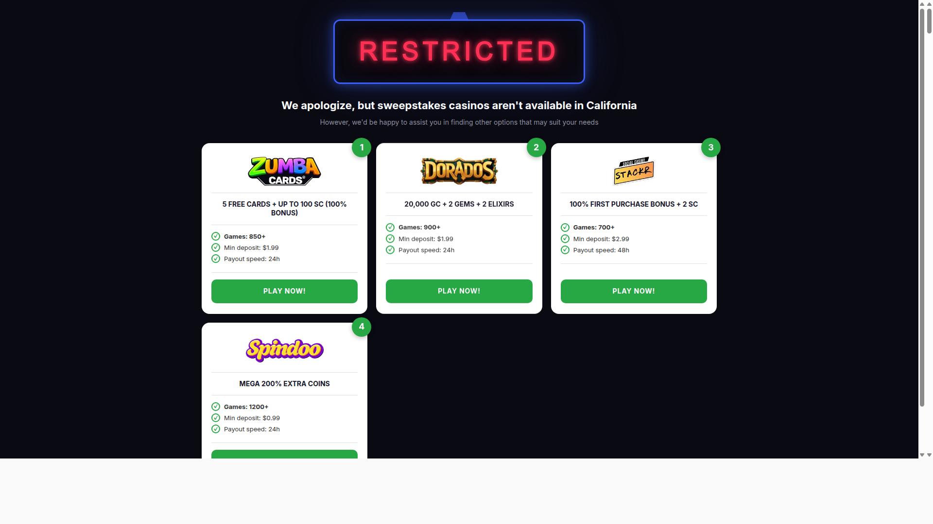 SweepstakesTable.com website